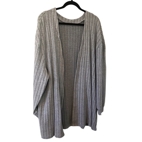 NWOT Shein Curve 4X light grey ribbed cardigan - Picture 1 of 5